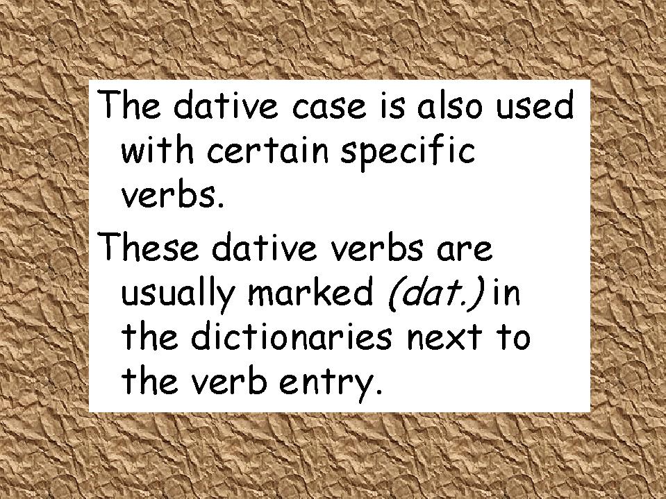 Dative case intelligence overview